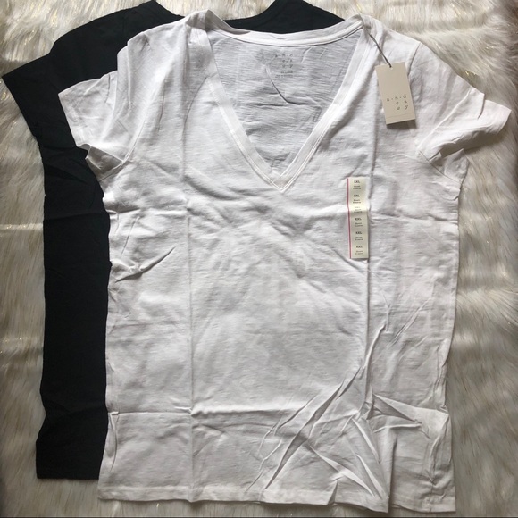 Set of White & Black V neck T-shirt s. XXL NWT - Picture 5 of 7